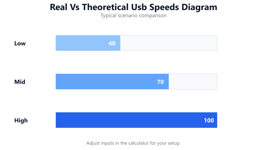 real vs theoretical usb speeds diagram